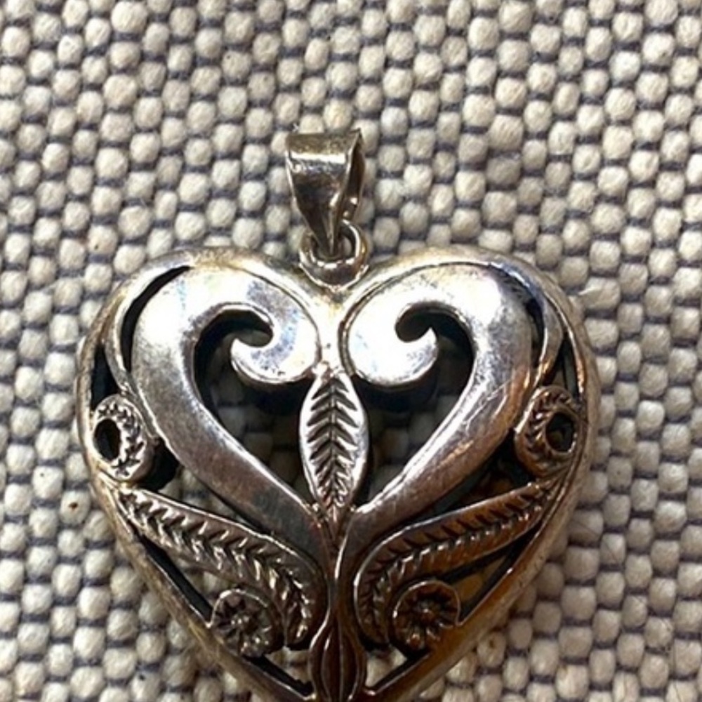 Sterling Silver Three-Dimensional Heart Pendant - image 1